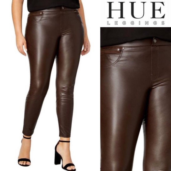HUE Pants - HUE PLUS Leatherette Legging brown 1X 16W 18W NWT